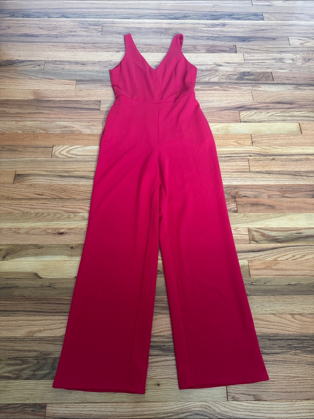Crystal Sky V-Neck Jumpsuit Red Medium
